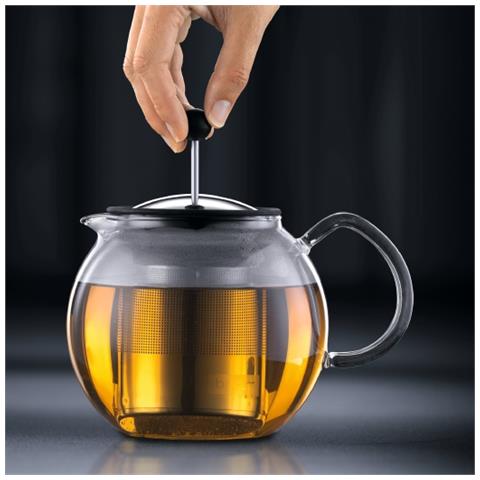 Assam 1L Cromo, Trasparente teiera in vetro per la preparazione del tè - Foto 1